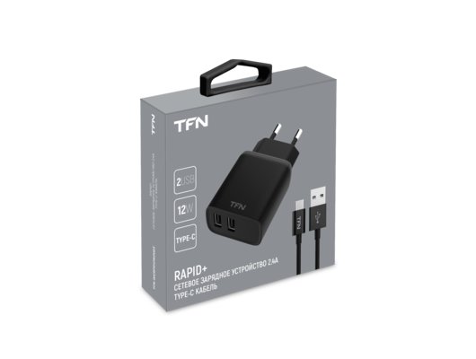Зарядное устройство TFN СЗУ2 RAPID 2.4A+TypeC black (TFN-WCRPD12W2U03)